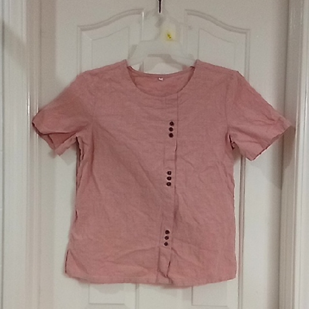 Women's Casual Pink Button-Up Blouse